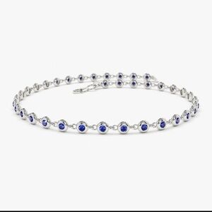 NEW 14k White Gold Bezel Setting Sapphire Tennis Bracelet
